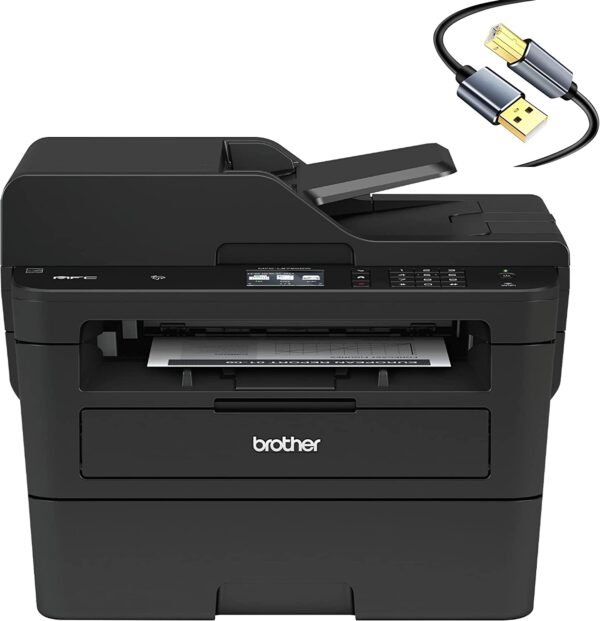 Brother MFC-L2750DWB All-in-One Wireless Monochrome Laser Printer for Office – 4-in-1 Print Copy Scan Fax – 2.7″ Touchscreen LCD, Auto Duplex Printing, 36 ppm, 50-Sheet ADF, Tillsiy Printer Cable